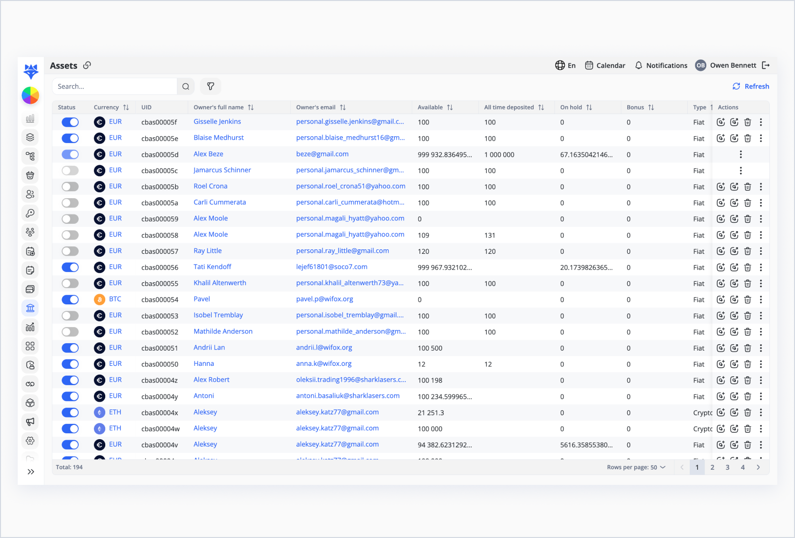Client asset management in Wifox Core Banking